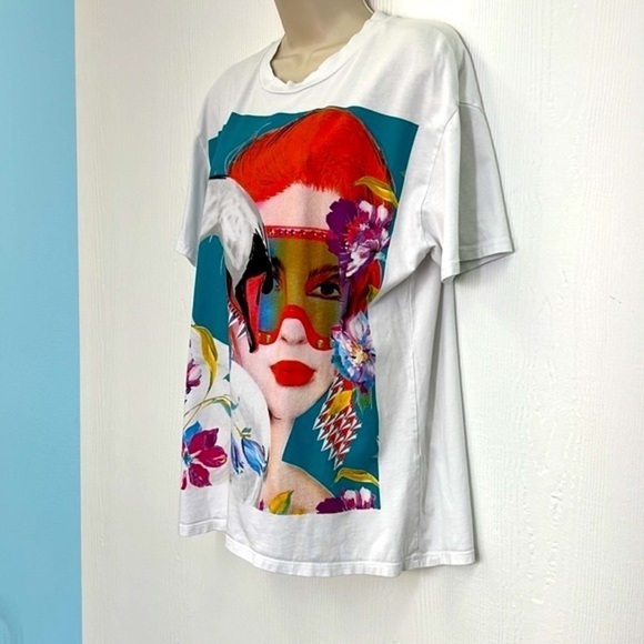 Zara - Madrid Gras Swan Colorful Fun Graphic Short Sleeve Shirt Size Small - Picture 5 of 10